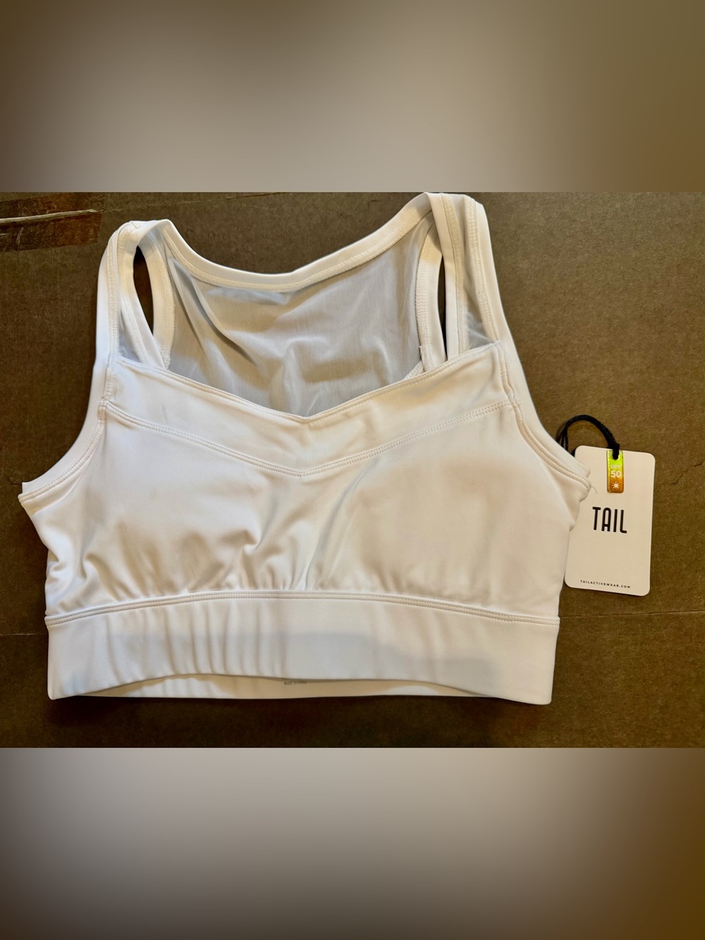 NWT Tail White Sz S Double-Strap Mesh-Back Athletic Sports Bra